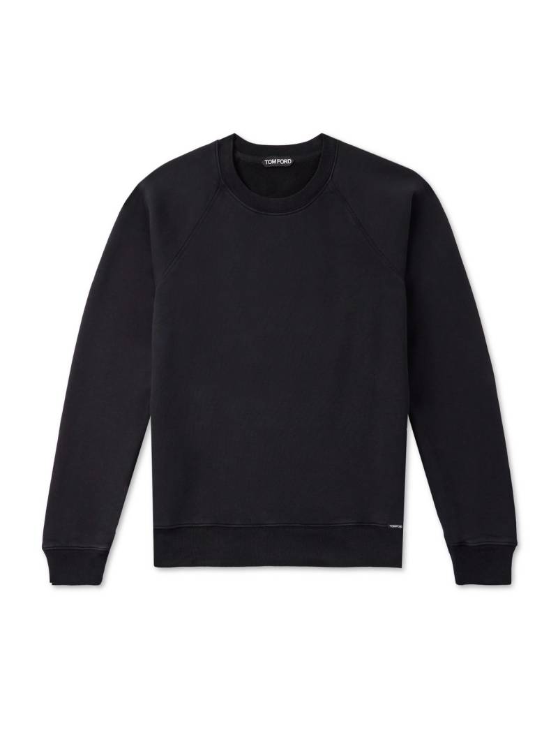 TOM FORD - Logo-Appliquéd Garment-Dyed Cotton-Jersey Sweatshirt - Men - Black - IT 50 von TOM FORD
