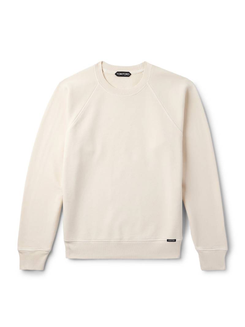 TOM FORD - Logo-Appliquéd Garment-Dyed Cotton-Jersey Sweatshirt - Men - Neutrals - IT 56 von TOM FORD
