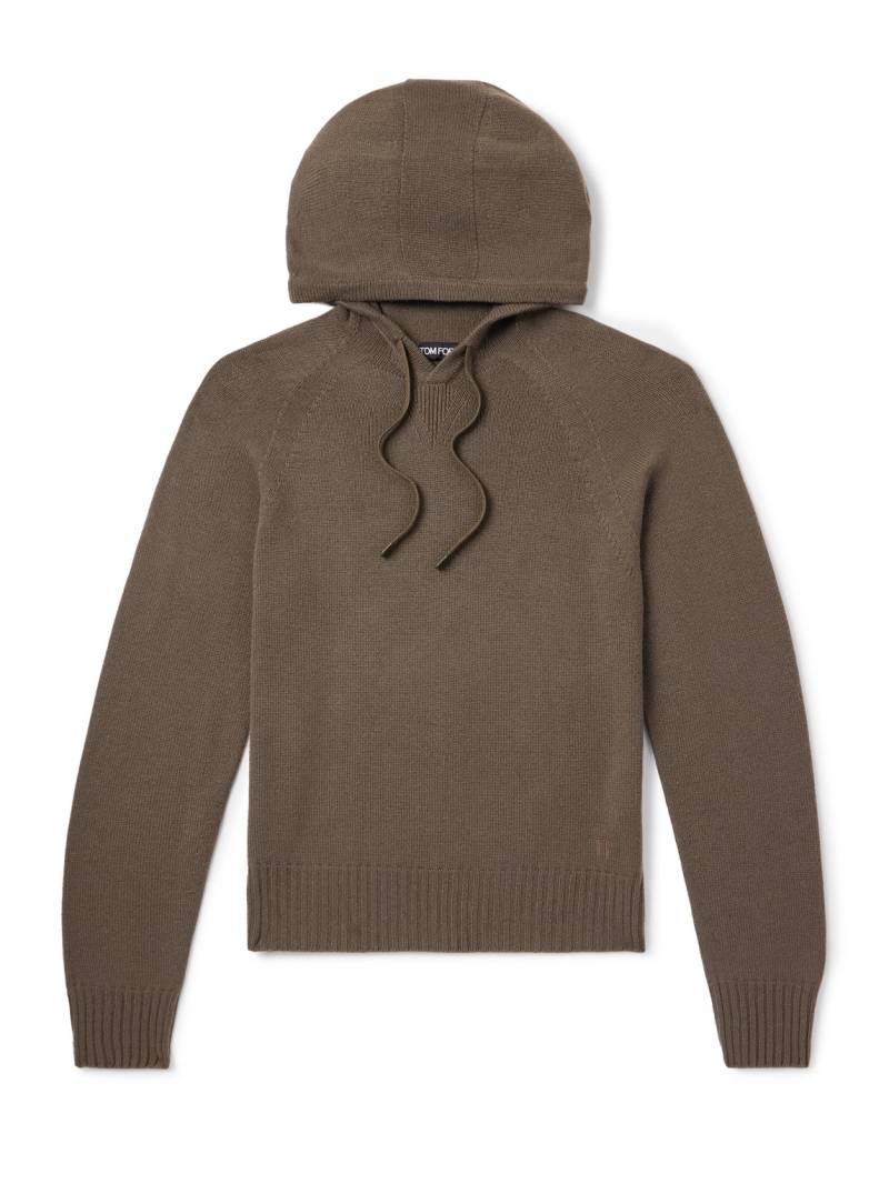 TOM FORD - Logo-Embroidered Cashmere Hoodie - Men - Brown - IT 52 von TOM FORD