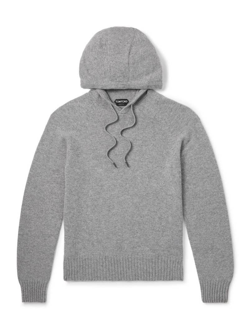 TOM FORD - Logo-Embroidered Cashmere Hoodie - Men - Gray - IT 48 von TOM FORD