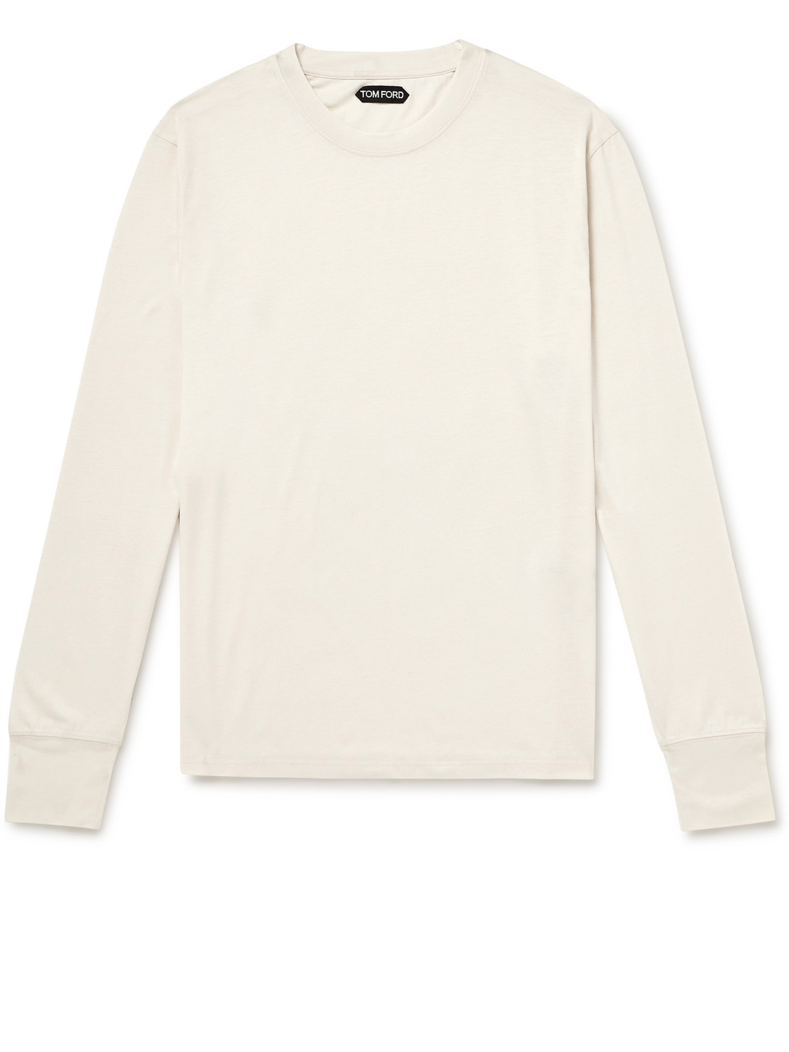 TOM FORD - Logo-Embroidered Lyocell and Cotton-Blend Jersey T-Shirt - Men - White - IT 56 von TOM FORD