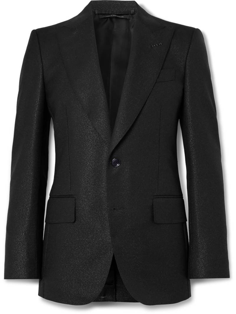 TOM FORD - Metallic Prince of Wales Checked Wool-Blend Tuxedo Jacket - Men - Black - IT 48 von TOM FORD