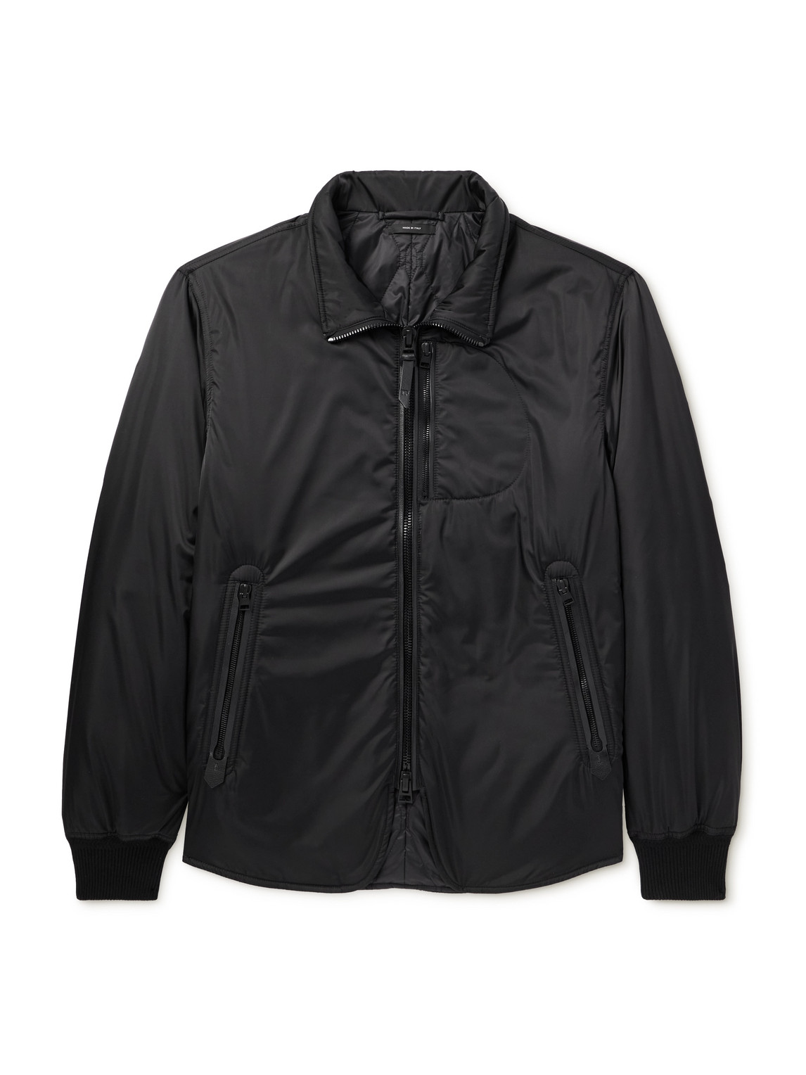 TOM FORD - Padded Leather-Trimmed Satin Bomber Jacket - Men - Black - IT 46 von TOM FORD