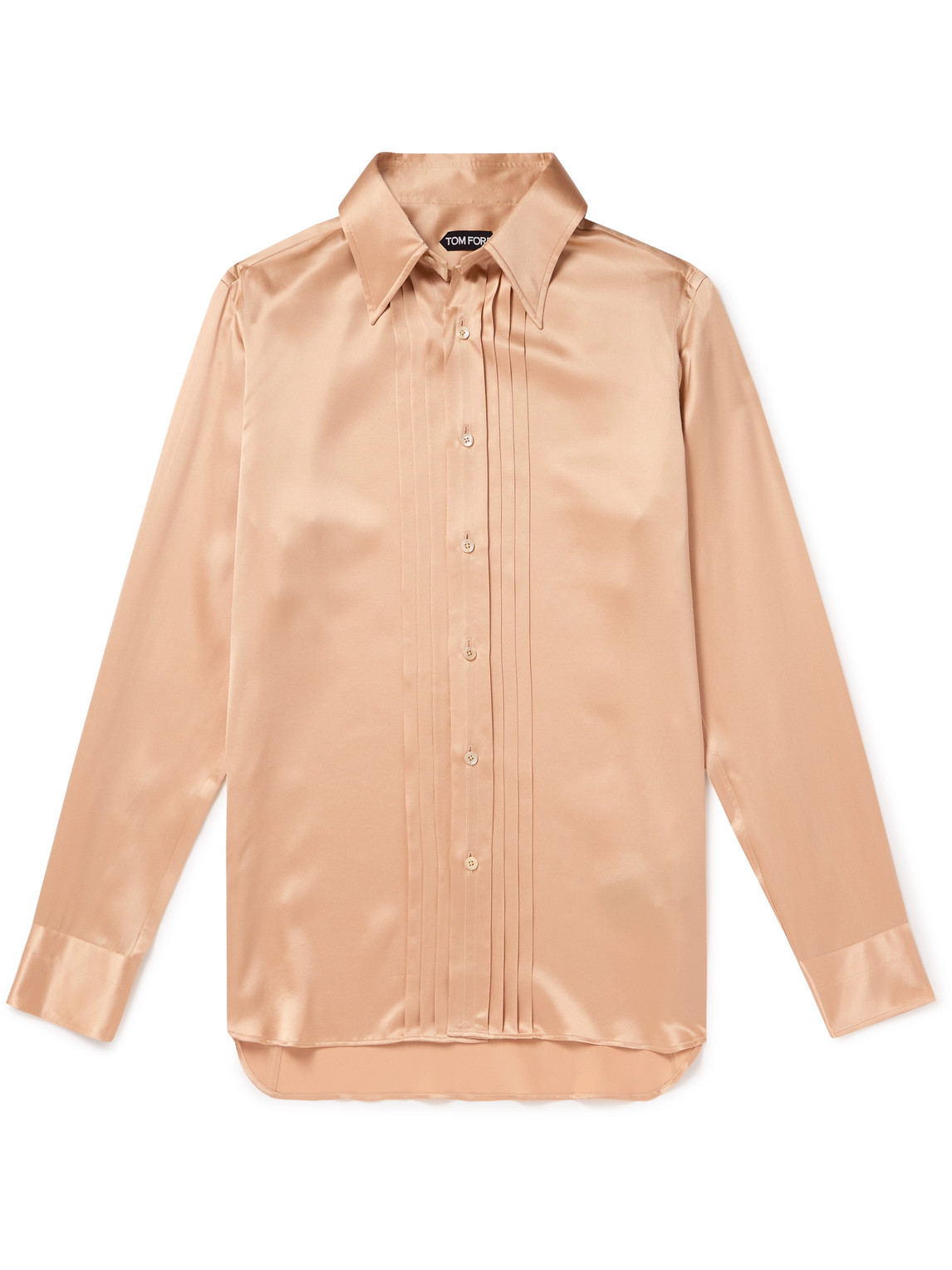 TOM FORD - Pintucked Silk-Charmeuse Shirt - Men - Neutrals - EU 40 TOM FORD - Pintucked Silk-Charmeuse Shirt - Men - Neutrals - EU 40 von TOM FORD