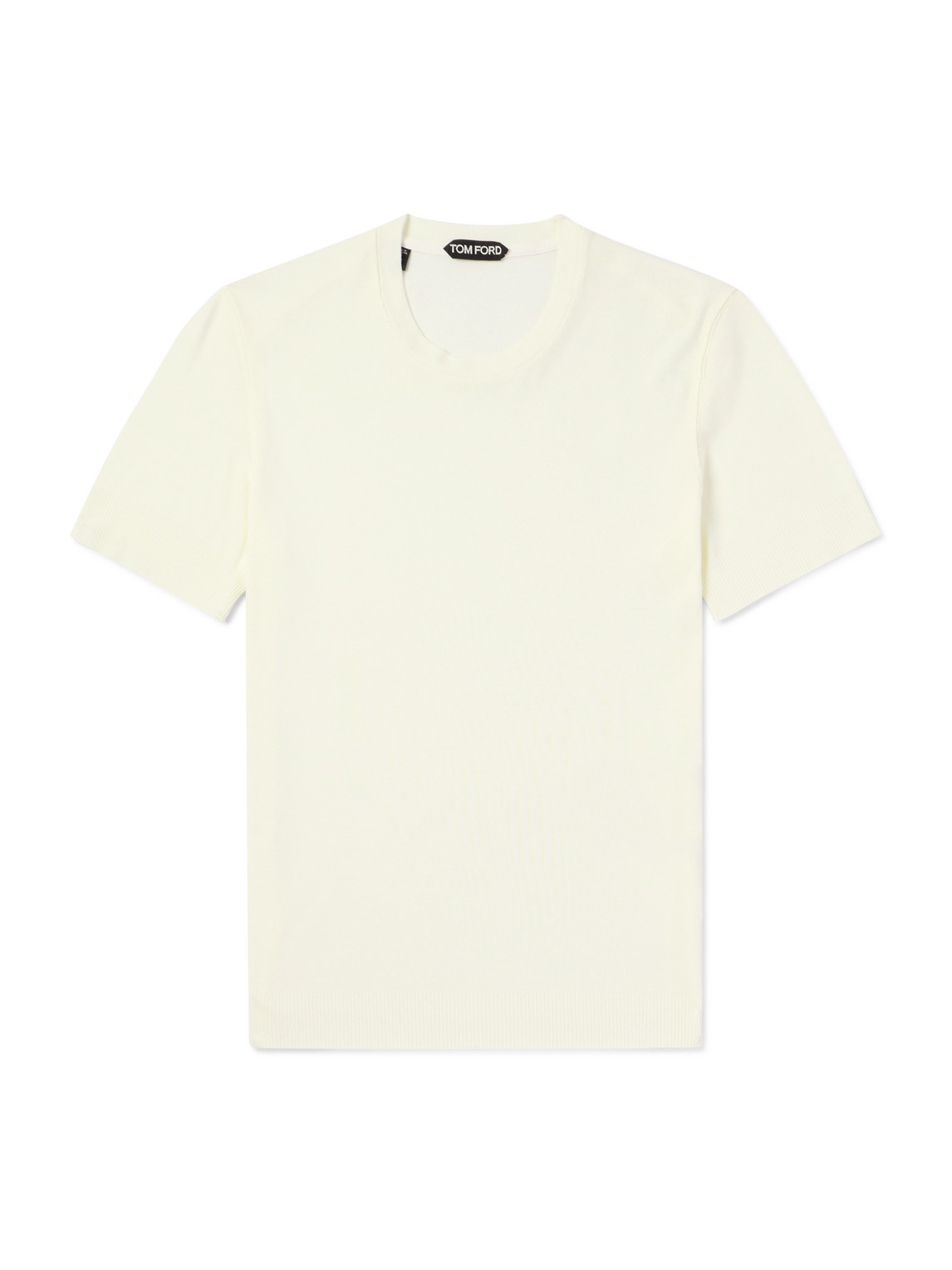 TOM FORD - Placed Rib Slim-Fit Lyocell and Cotton-Blend T-Shirt - Men - Neutrals - IT 54 TOM FORD - Placed Rib Slim-Fit Lyocell and Cotton-Blend T-Shirt - Men - Neutrals - IT 54 von TOM FORD