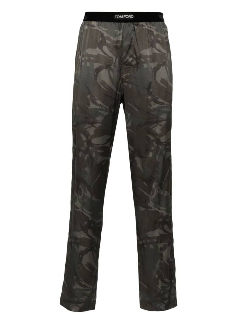 TOM FORD Pyjama-Hose aus Satin mit Camouflagemuster - Grün von TOM FORD