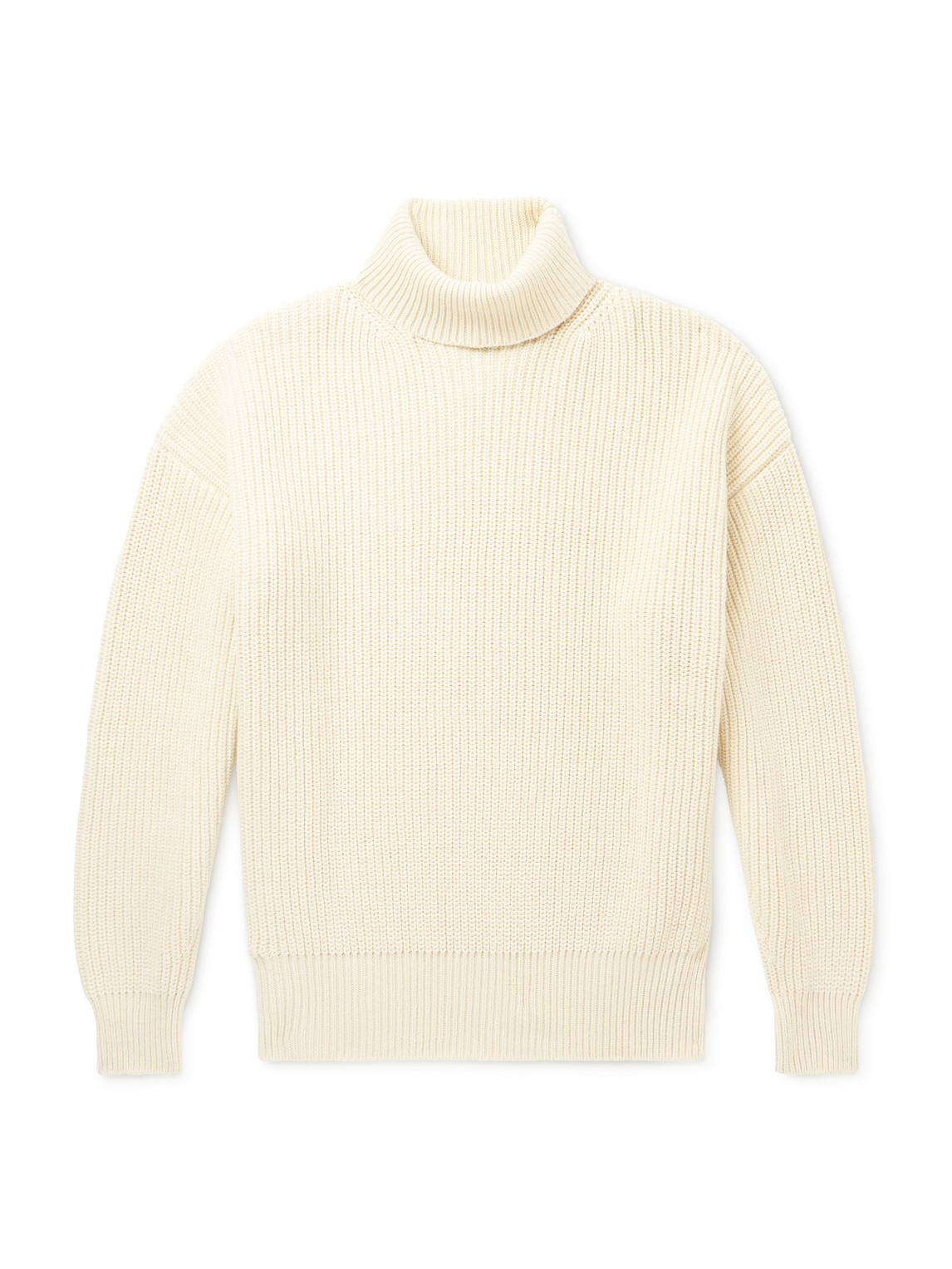 TOM FORD - Ribbed Cotton and Cashmere-Blend Rollneck Sweater - Men - Neutrals - IT 52 von TOM FORD