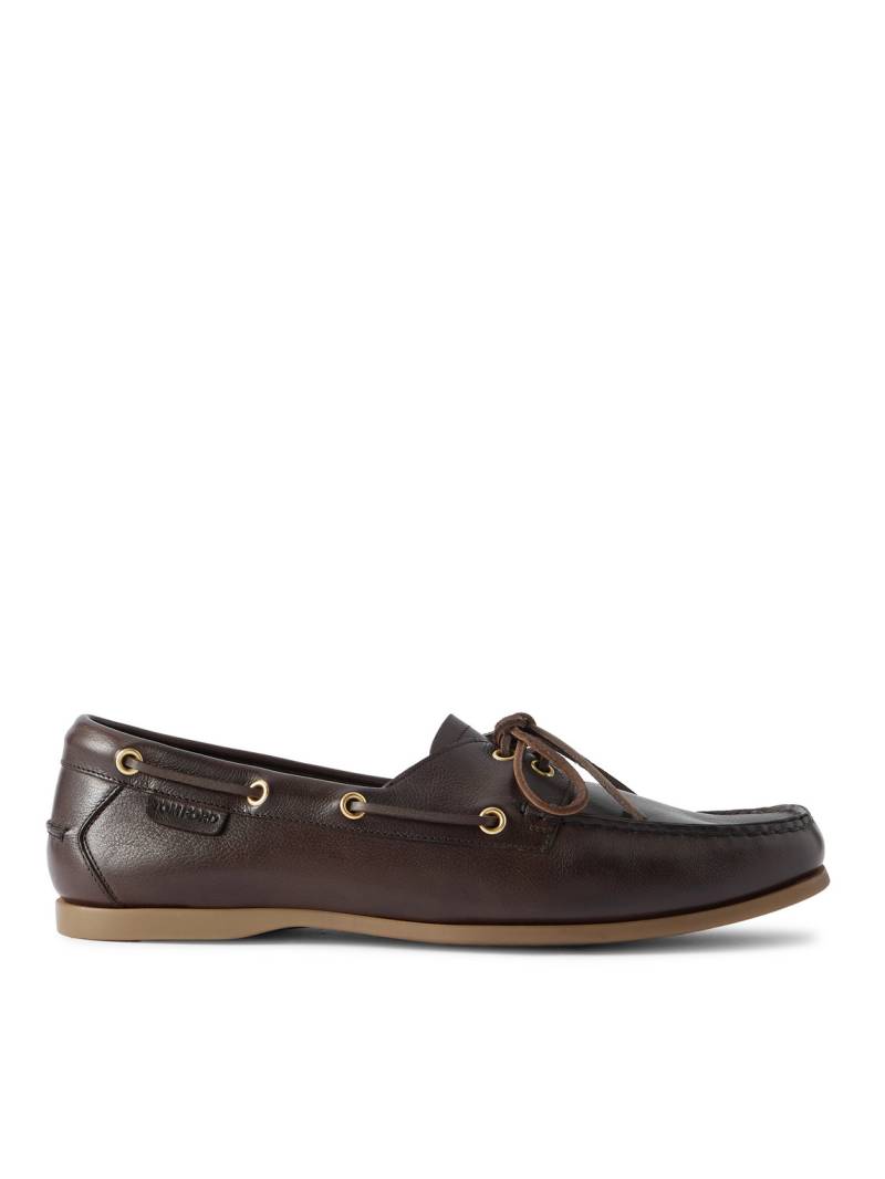 TOM FORD - Robin Full-Grain Leather Boat Shoes - Men - Brown - EU 41 von TOM FORD