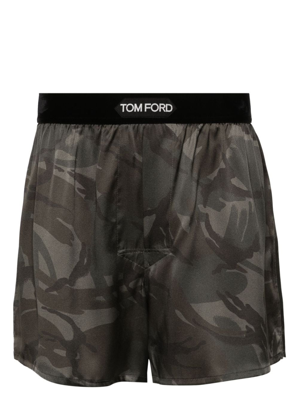 TOM FORD Seiden-Boxershorts mit Camouflagemuster - Grün von TOM FORD