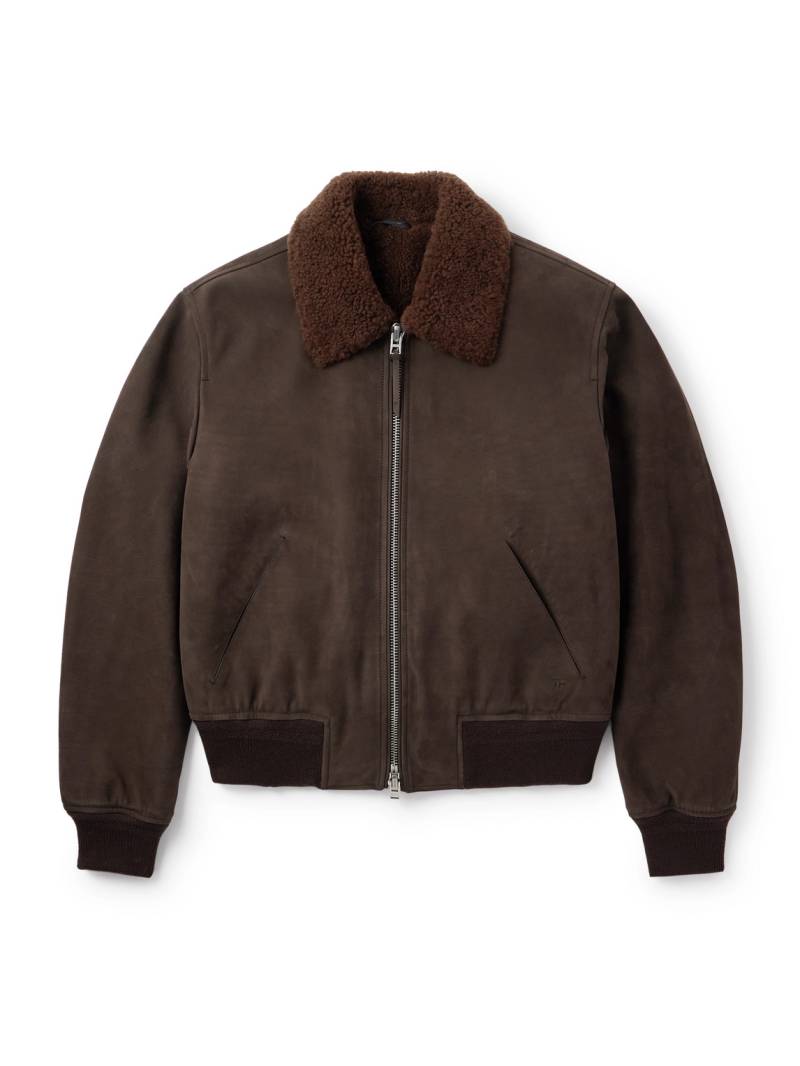 TOM FORD - Shearling Bomber Jacket - Men - Brown - IT 52 von TOM FORD