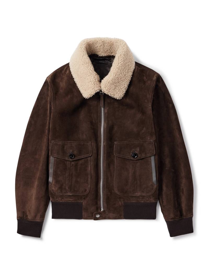 TOM FORD - Shearling-Trimmed Suede Jacket - Men - Brown - IT 52 von TOM FORD