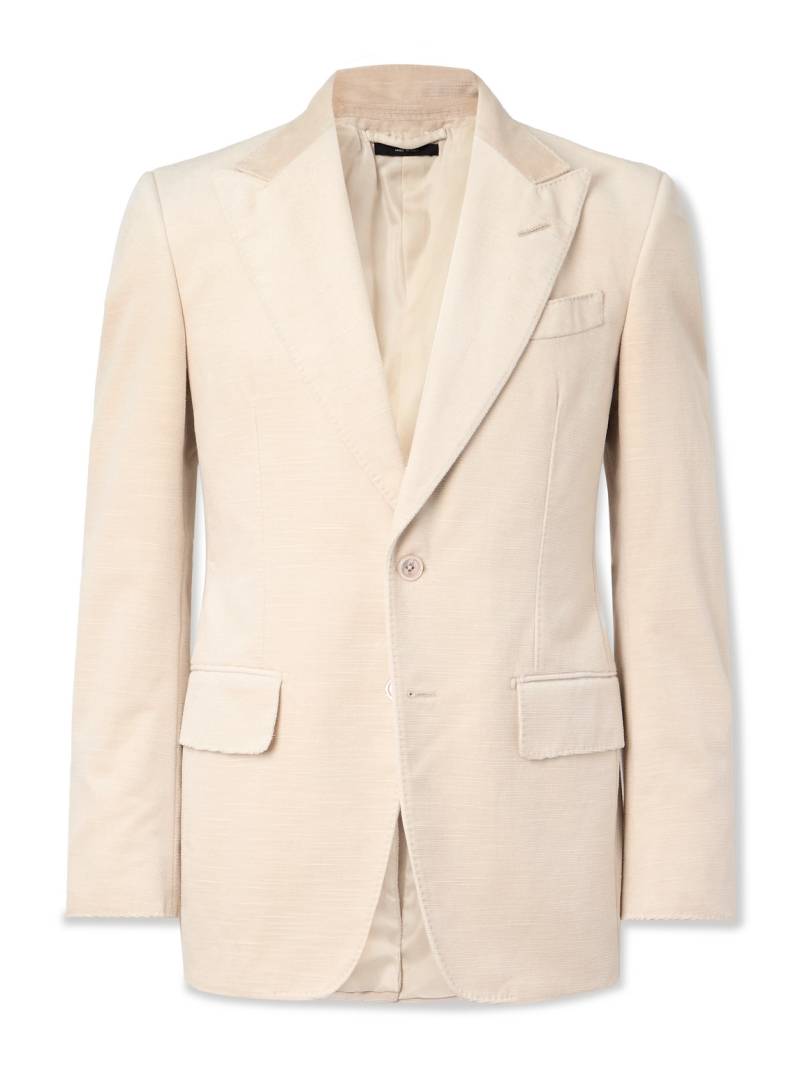 TOM FORD - Shelton Slim-Fit Cotton-Velvet Blazer - Men - Neutrals - IT 48 von TOM FORD