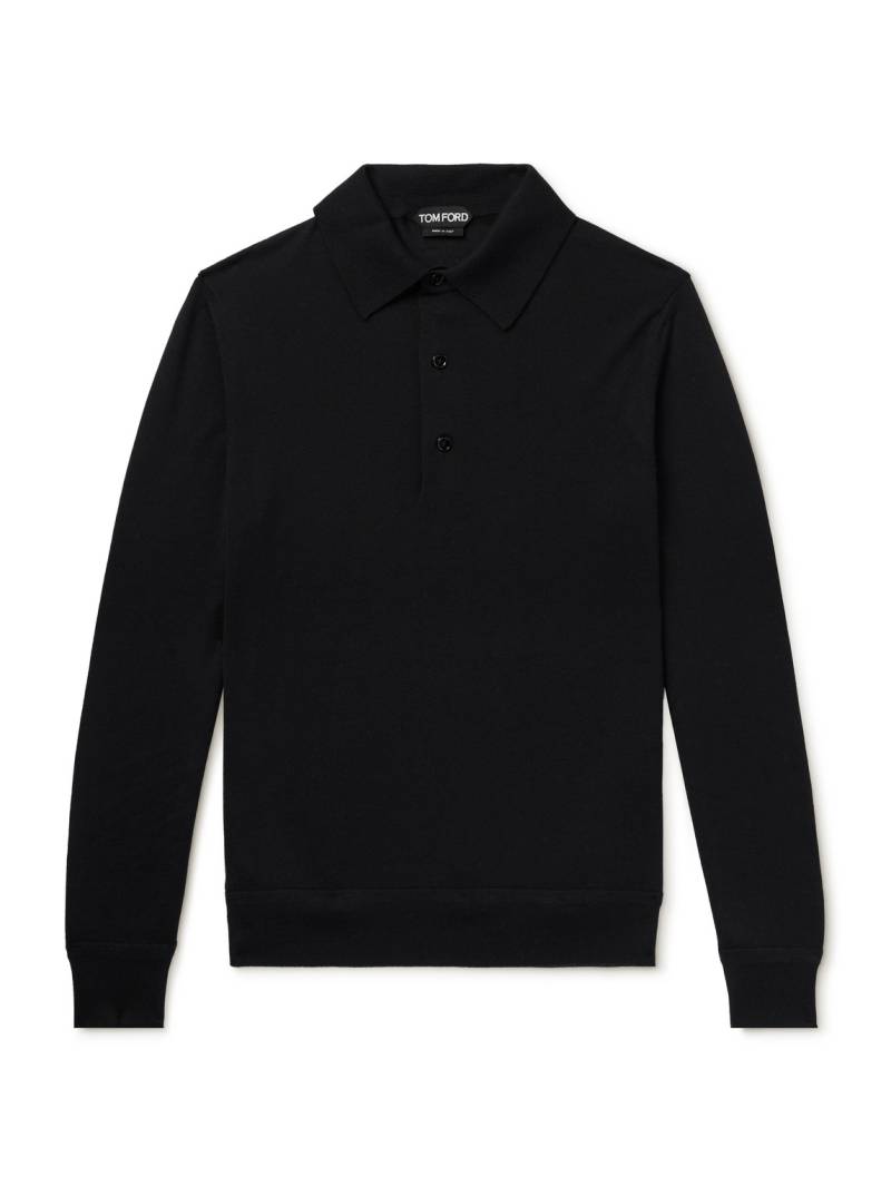 TOM FORD - Slim-Fit Cashmere and Silk-Blend Polo Shirt - Men - Black - IT 46 von TOM FORD