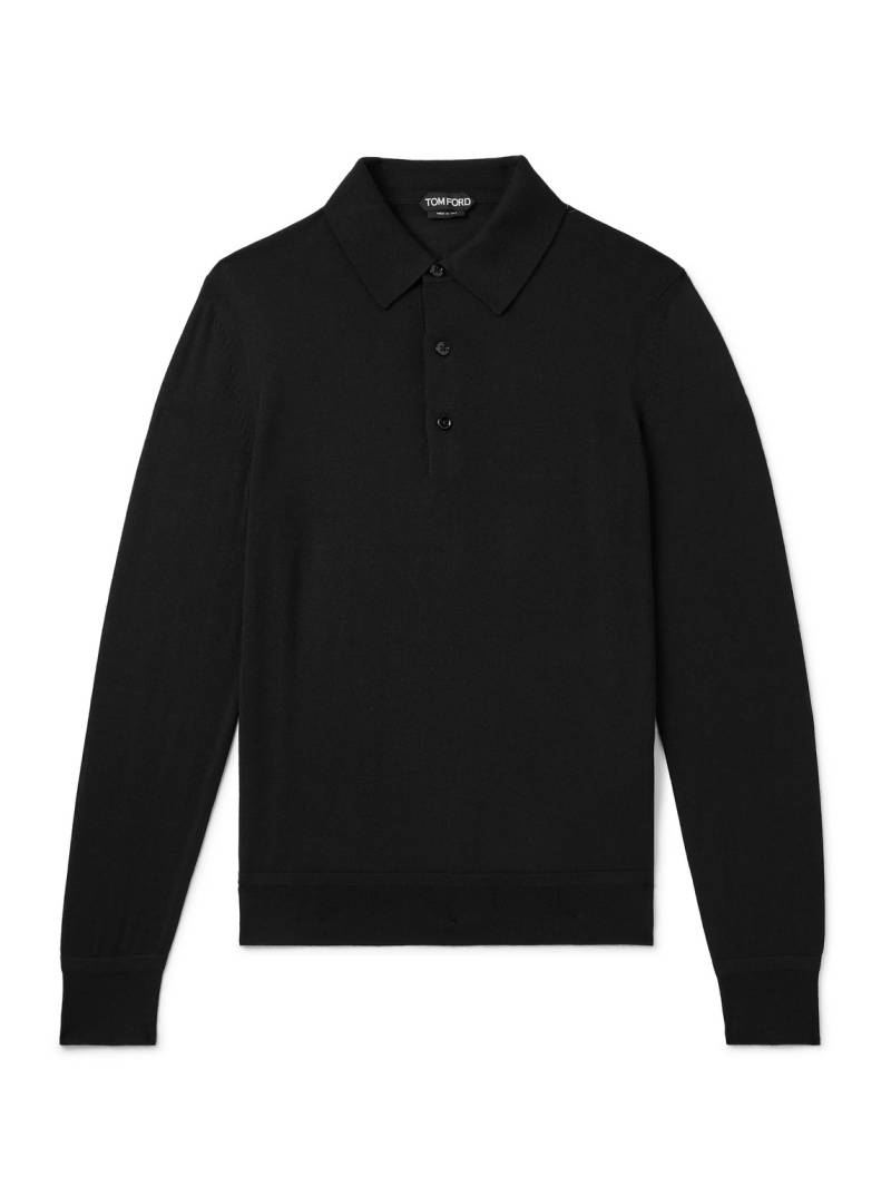 TOM FORD - Slim-Fit Cashmere and Silk-Blend Polo Shirt - Men - Black - IT 48 von TOM FORD