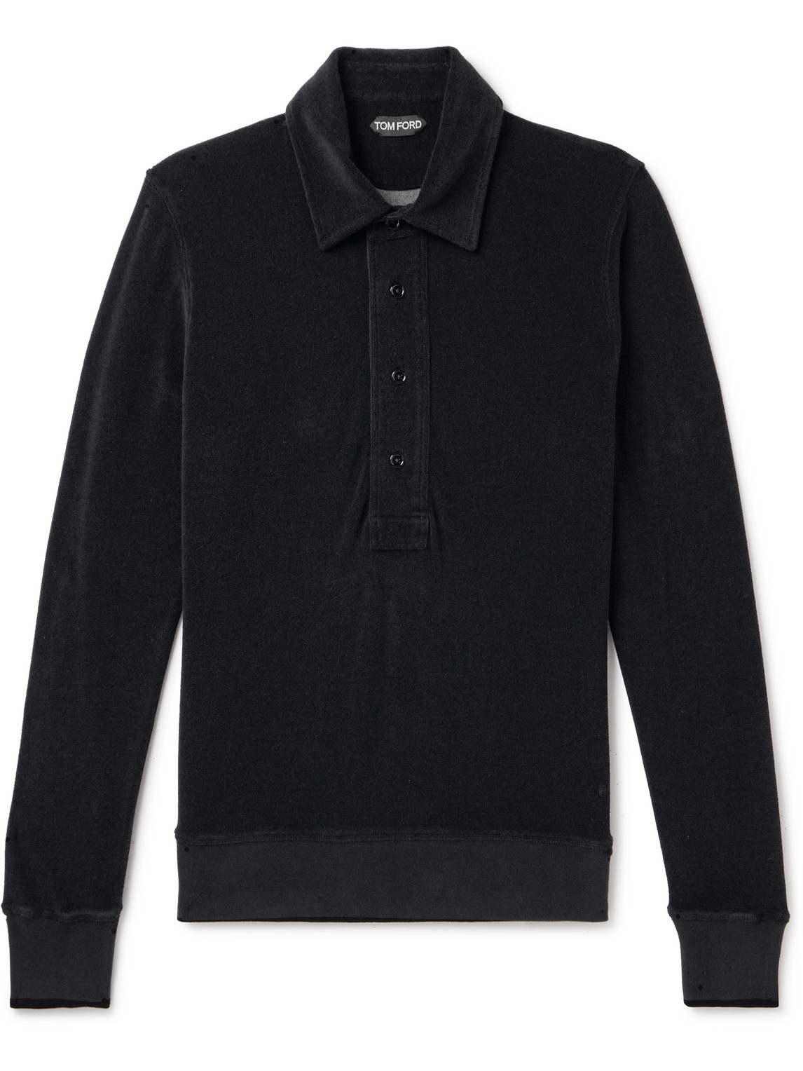 TOM FORD - Slim-Fit Cotton-Blend Terry Polo Shirt - Men - Black - IT 44 von TOM FORD