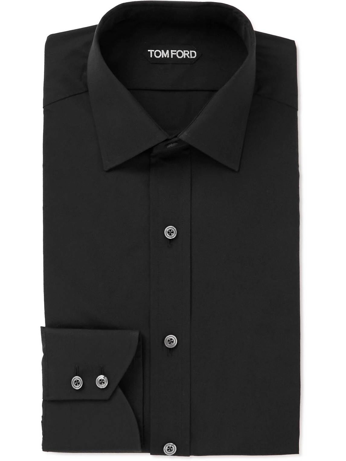 TOM FORD - Slim-Fit Cotton-Poplin Shirt - Men - Black - EU 43 von TOM FORD