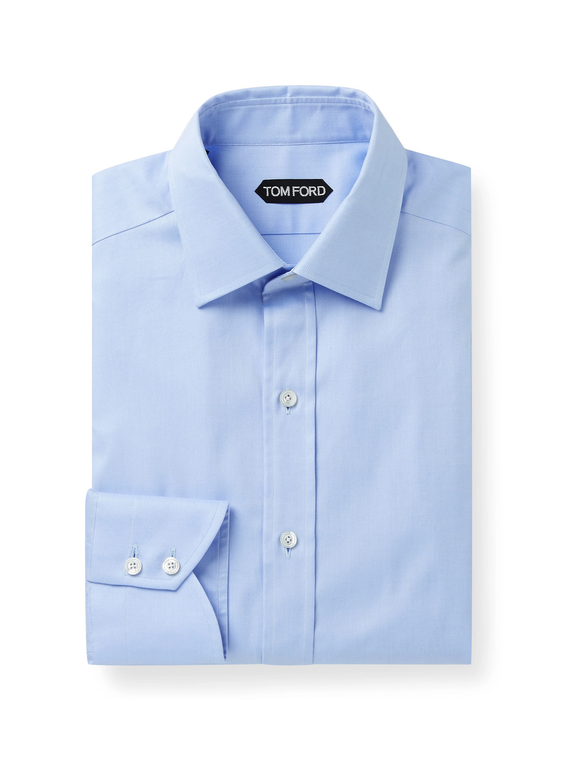 TOM FORD - Slim-Fit Cotton-Twill Shirt - Men - Blue - EU 40 von TOM FORD