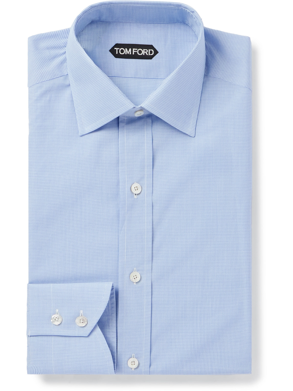 TOM FORD - Slim-Fit Cutaway-Collar Checked Cotton-Poplin Shirt - Men - Blue - EU 42 TOM FORD - Slim-Fit Cutaway-Collar Checked Cotton-Poplin Shirt - Men - Blue - EU 42 von TOM FORD