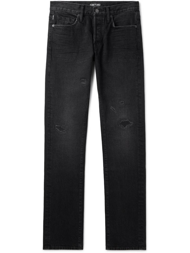 TOM FORD - Slim-Fit Distressed Selvedge Jeans - Men - Black - UK/US 38 von TOM FORD