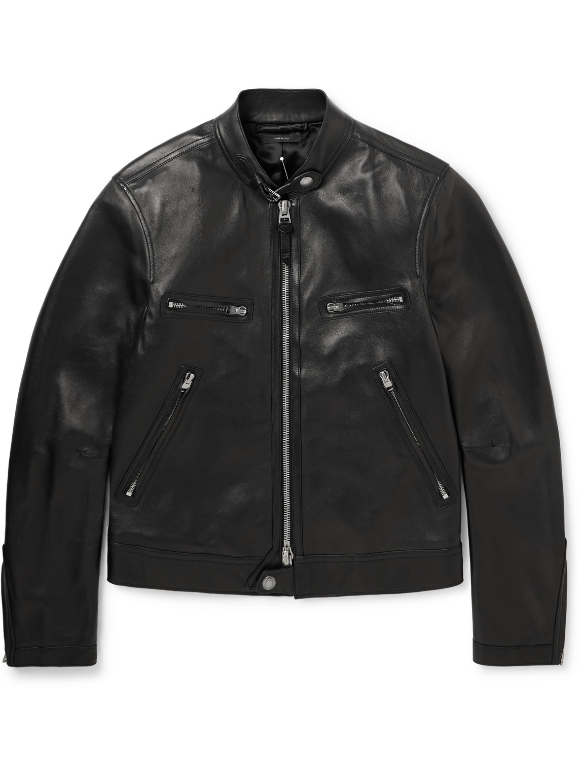 TOM FORD - Slim-Fit Full-Grain Leather Biker Jacket - Men - Black - IT 54 von TOM FORD