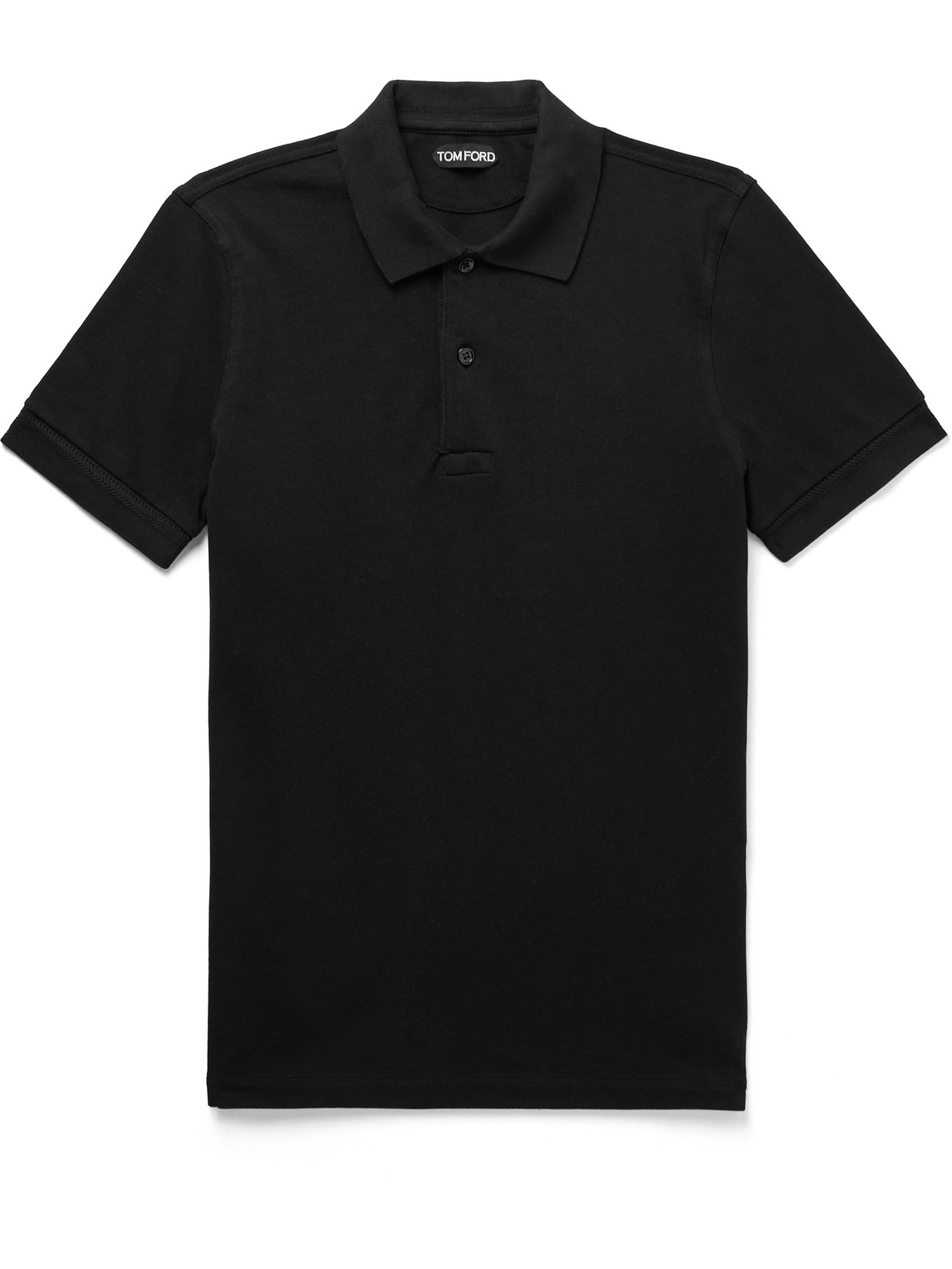 TOM FORD - Slim-Fit Garment-Dyed Cotton-Piqué Polo Shirt - Men - Black - IT 48 von TOM FORD