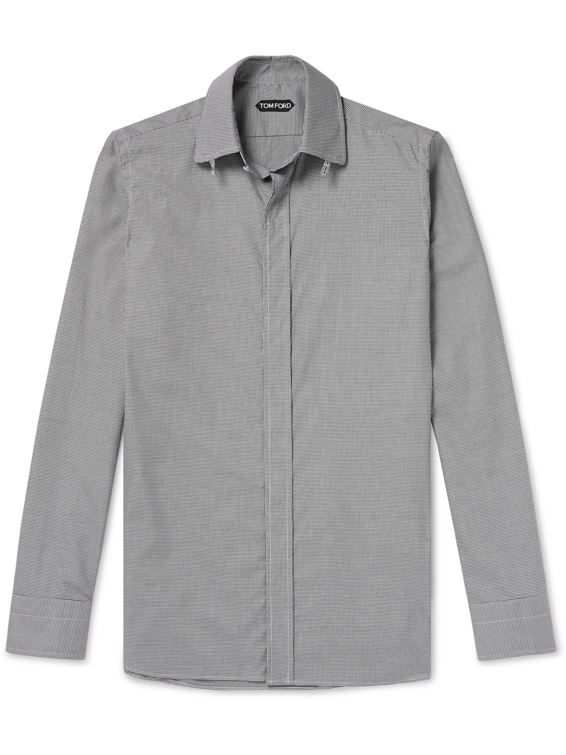 TOM FORD - Slim-Fit Gingham Cotton-Poplin Shirt - Men - Gray - EU 39 von TOM FORD