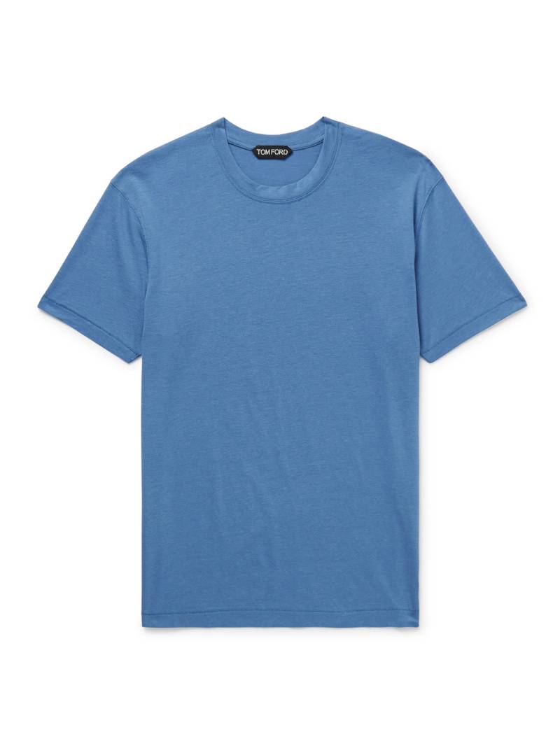 TOM FORD - Slim-Fit Lyocell and Cotton-Blend Jersey T-Shirt - Men - Blue - IT 46 von TOM FORD