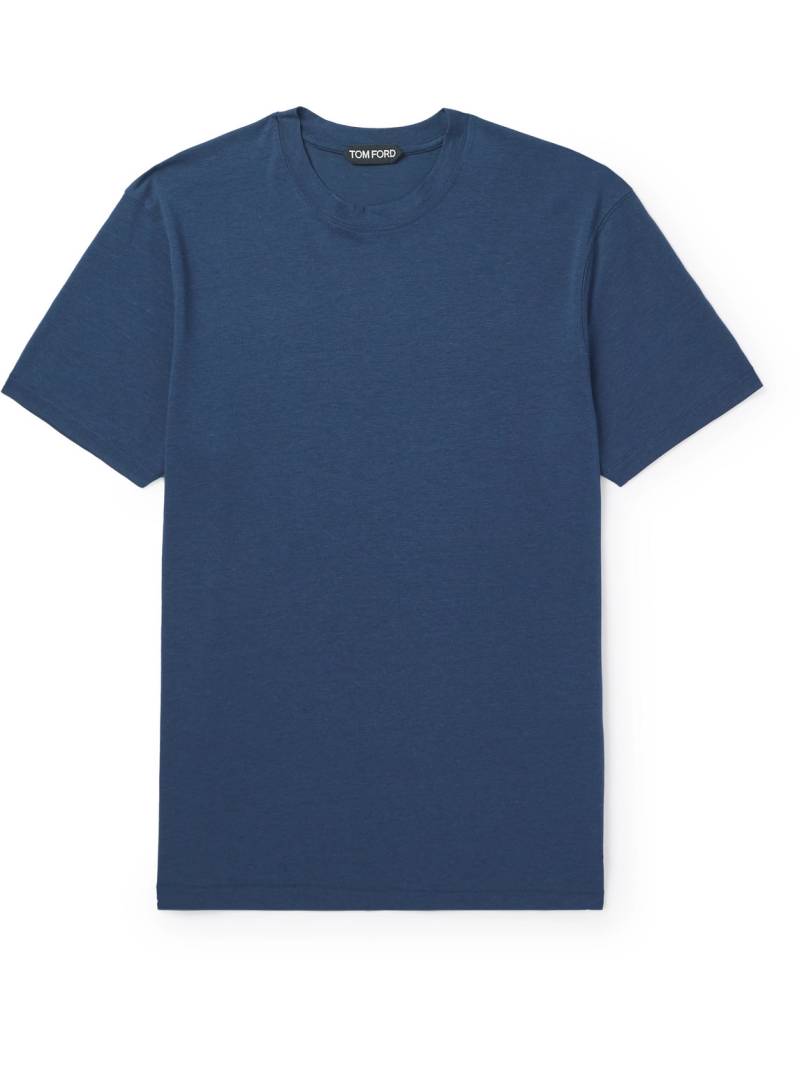 TOM FORD - Slim-Fit Lyocell and Cotton-Blend Jersey T-Shirt - Men - Blue - IT 60 von TOM FORD
