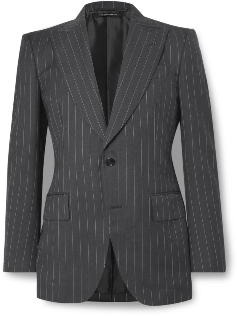 TOM FORD - Slim-Fit Pinstriped Wool and Mohair-Blend Suit Jacket - Men - Gray - IT 46 von TOM FORD