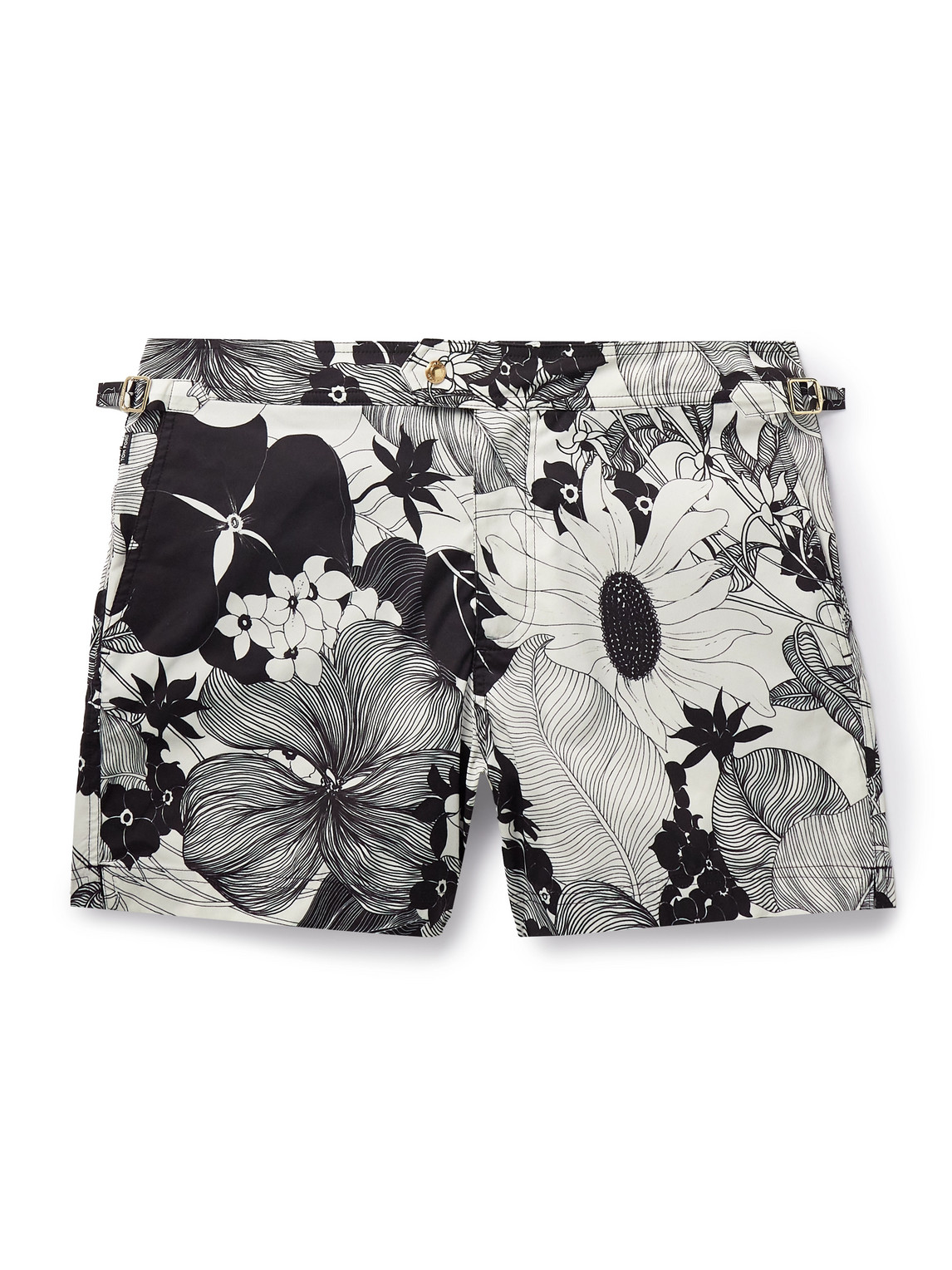 TOM FORD - Slim-Fit Short-Length Floral-Print Swim Shorts - Men - Black - IT 54 von TOM FORD