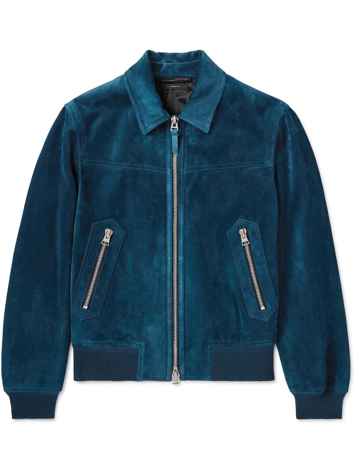 TOM FORD - Slim-Fit Suede Bomber Jacket - Men - Blue - IT 56 von TOM FORD