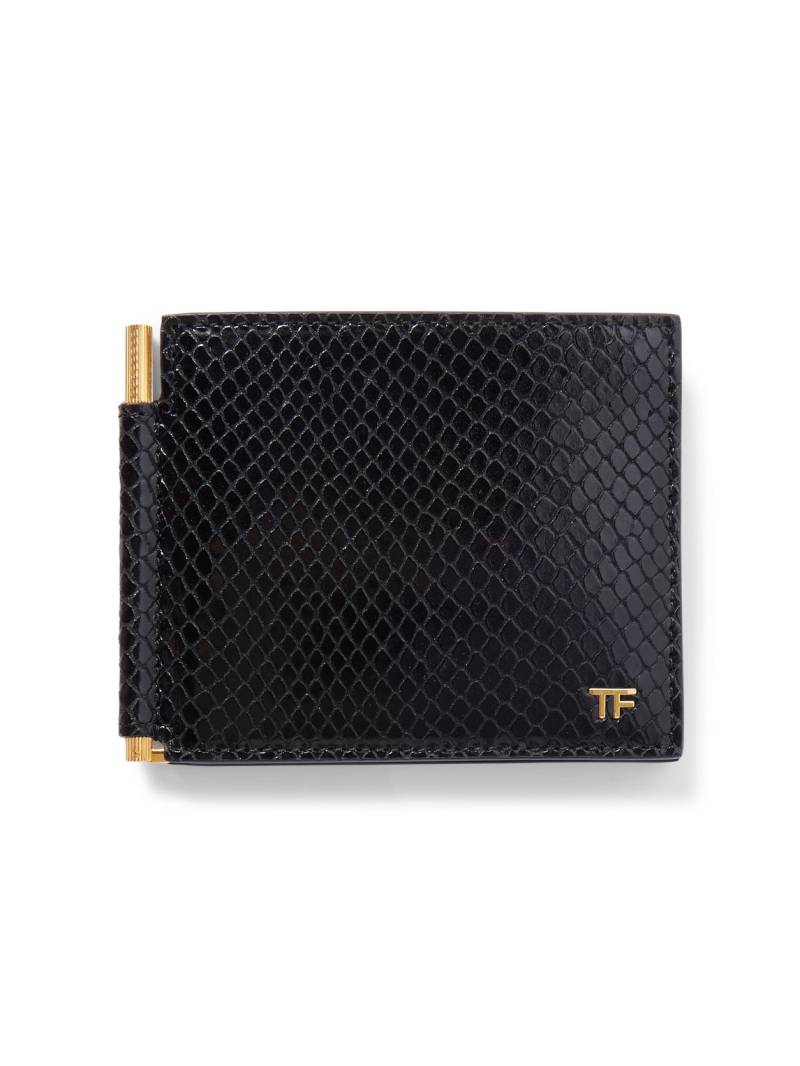 TOM FORD - Snake-Effect Leather Billfold Wallet - Men - Black von TOM FORD