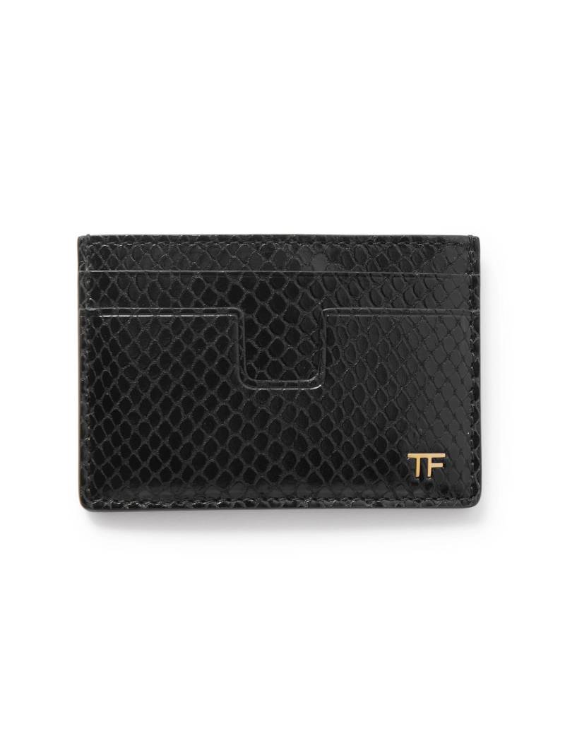 TOM FORD - Snake-Effect Leather Cardholder - Men - Black von TOM FORD