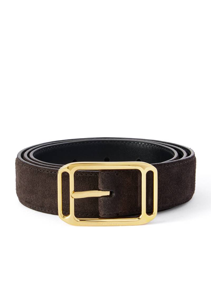 TOM FORD - Stadium 3.8cm Suede Belt - Men - Brown - EU 100 von TOM FORD