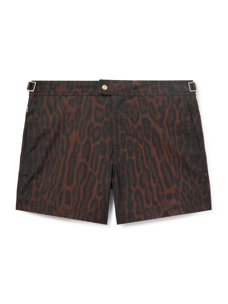 TOM FORD - Straight-Leg Mid-Length Ocelot-Print Swim Shorts - Men - Brown - IT 50 von TOM FORD