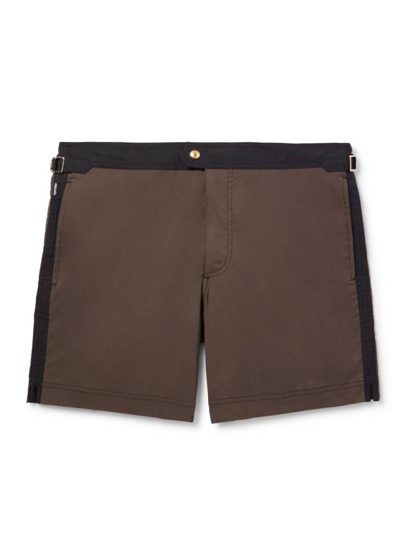 TOM FORD - Straight-Leg Mid-Length Striped Swim Shorts - Men - Brown - IT 44 von TOM FORD