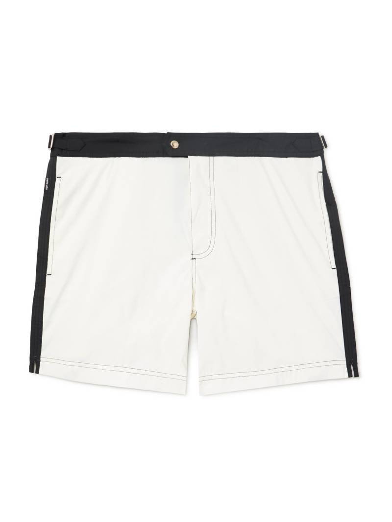 TOM FORD - Straight-Leg Mid-Length Striped Swim Shorts - Men - Neutrals - IT 56 TOM FORD - Straight-Leg Mid-Length Striped Swim Shorts - Men - Neutrals - IT 56 von TOM FORD