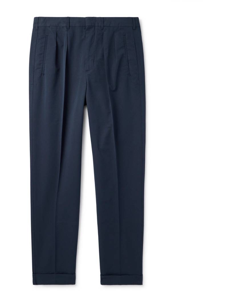TOM FORD - Straight-Leg Pleated Cotton and Silk-Blend Poplin Trousers - Men - Blue - UK/US 32 von TOM FORD