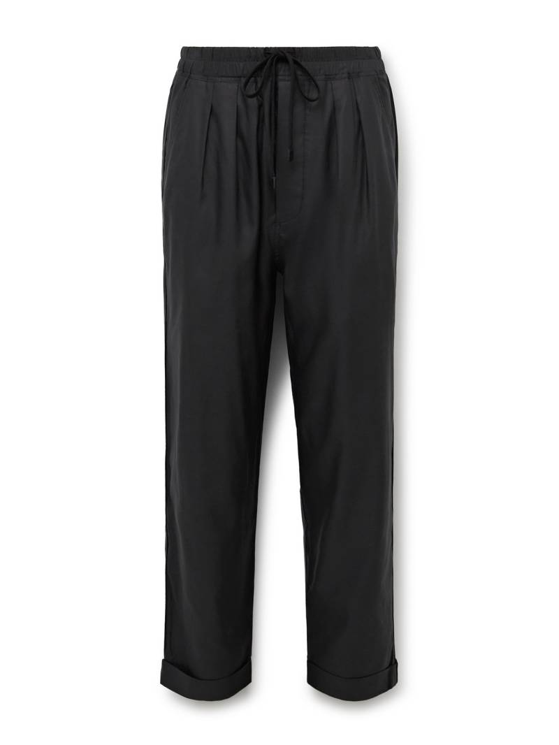 TOM FORD - Straight-Leg Pleated Lyocell, Silk and Cotton-Blend Drawstring Trousers - Men - Black - UK/US 36 von TOM FORD