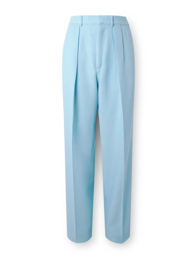 TOM FORD - Straight-Leg Pleated Sequin-Embellished Wool-Blend Suit Trousers - Men - Blue - IT 52 von TOM FORD