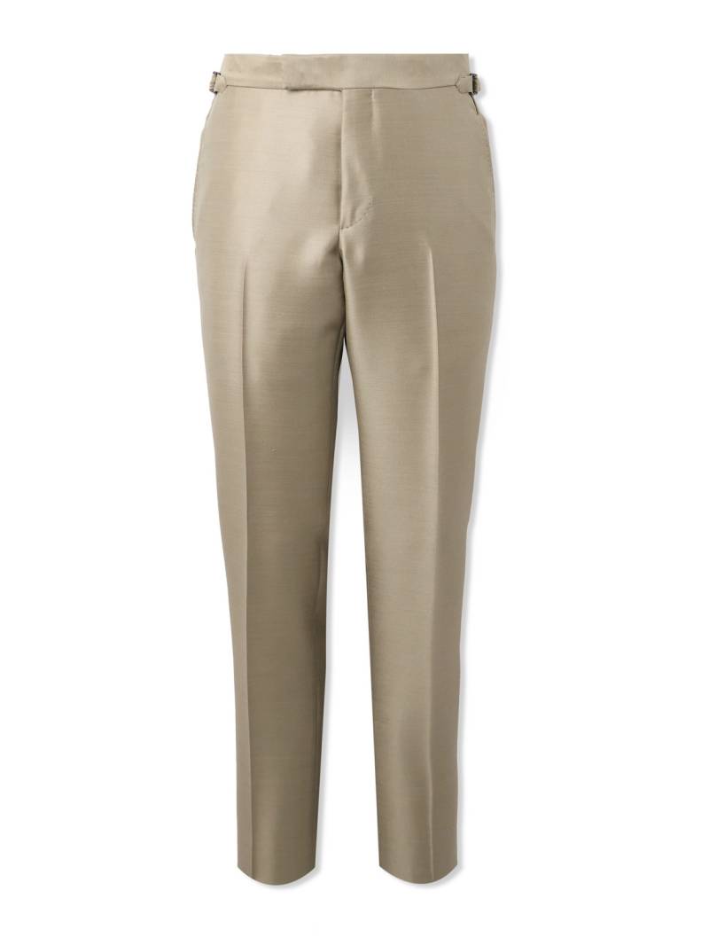 TOM FORD - Straight-Leg Wool, Mohair and Silk-Blend Twill Suit Trousers - Men - Neutrals - IT 46 von TOM FORD