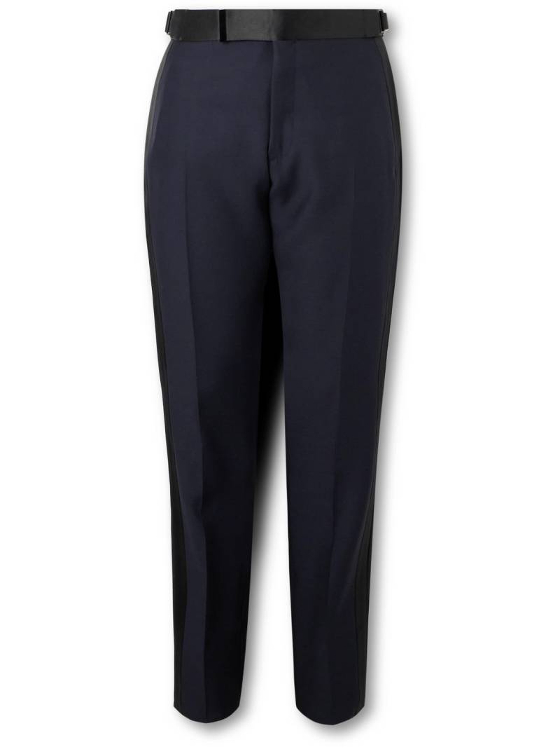 TOM FORD - Straight-Leg Wool and Silk-Blend Tuxedo Trousers - Men - Blue - IT 46 von TOM FORD