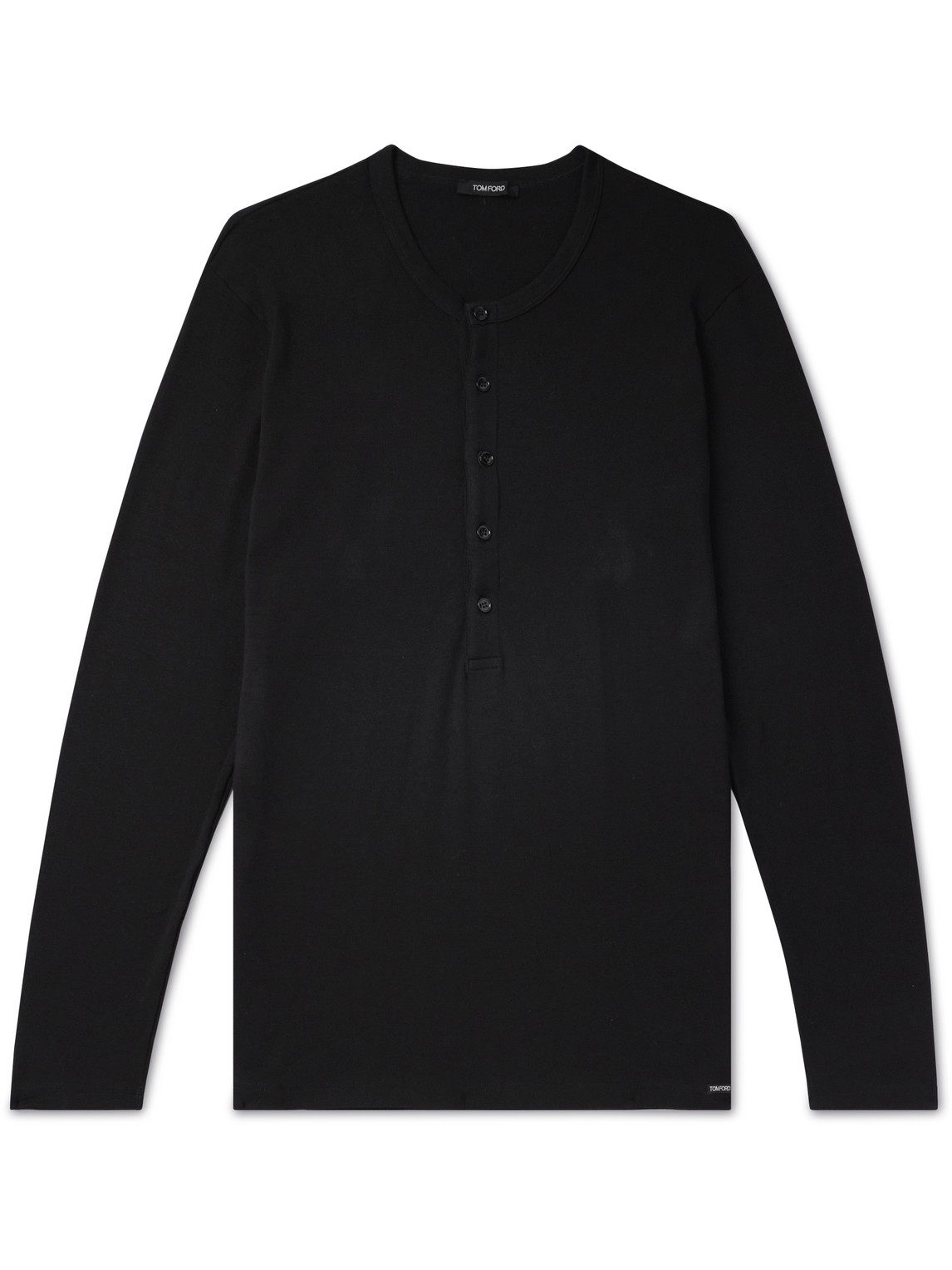 TOM FORD - Stretch-Cotton Jersey Henley Pyjama T-Shirt - Men - Black - L von TOM FORD