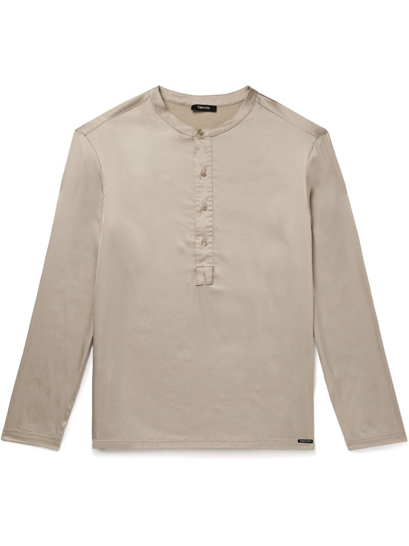 TOM FORD - Stretch-Silk Satin Henley Pyjama Top - Men - Neutrals - L von TOM FORD