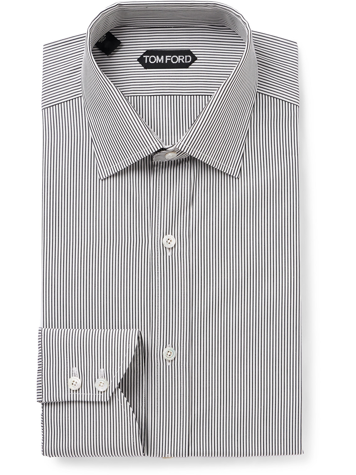 TOM FORD - Striped Cotton-Poplin Shirt - Men - White - EU 43 von TOM FORD