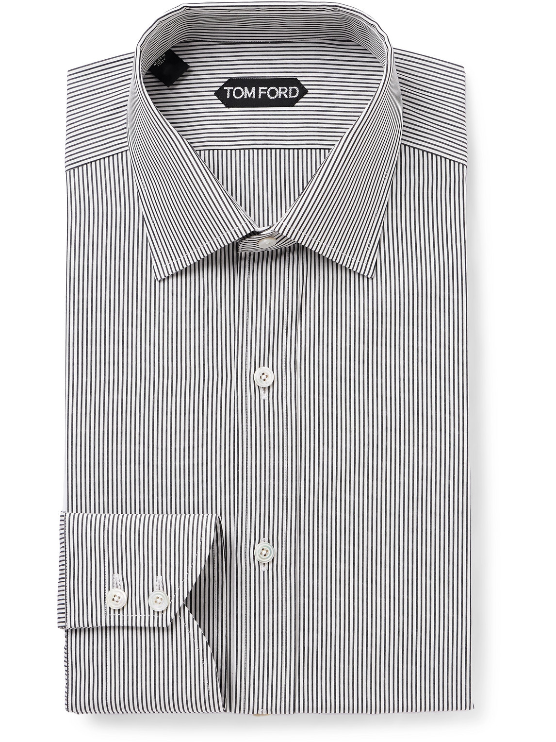 TOM FORD - Striped Cotton-Poplin Shirt - Men - White - EU 45 von TOM FORD