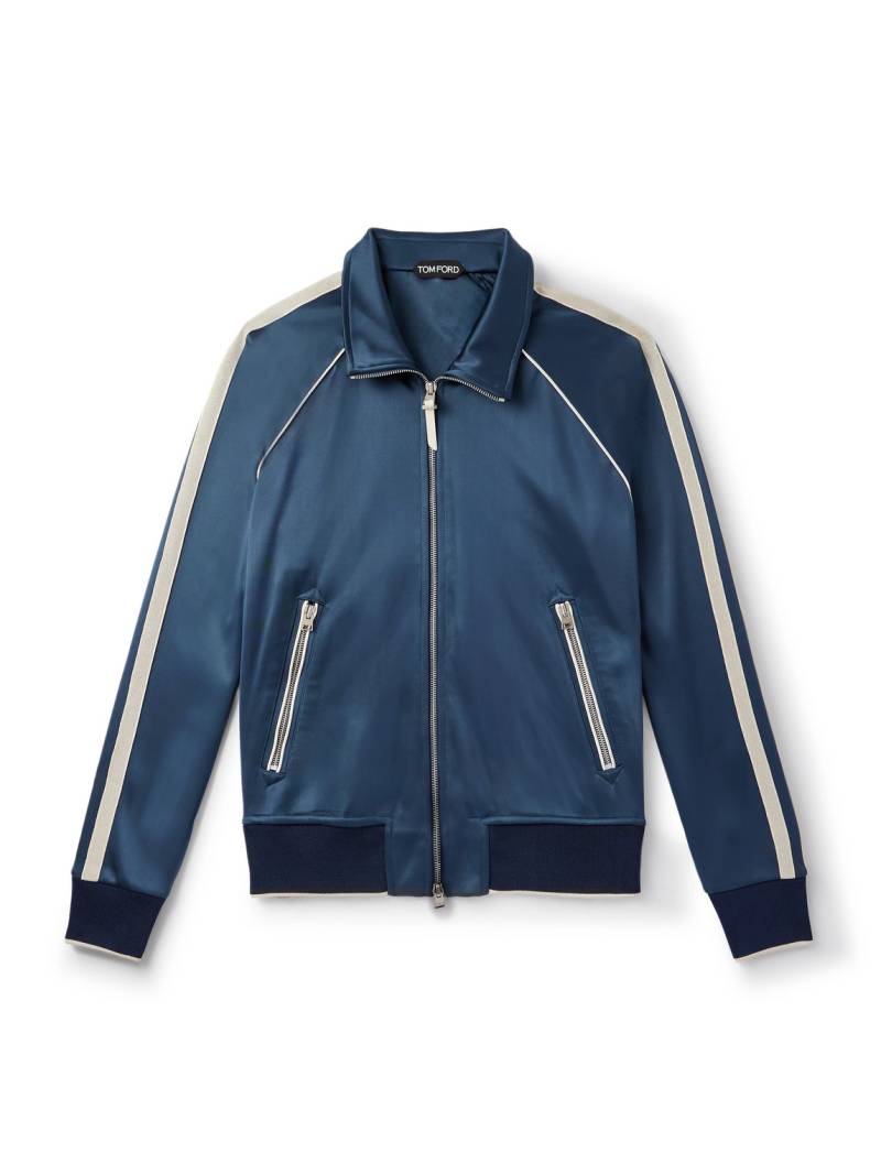 TOM FORD - Striped Tech-Jersey Track Jacket - Men - Blue - IT 48 von TOM FORD