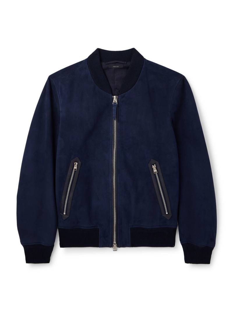 TOM FORD - Suede Bomber Jacket - Men - Blue - IT 56 von TOM FORD