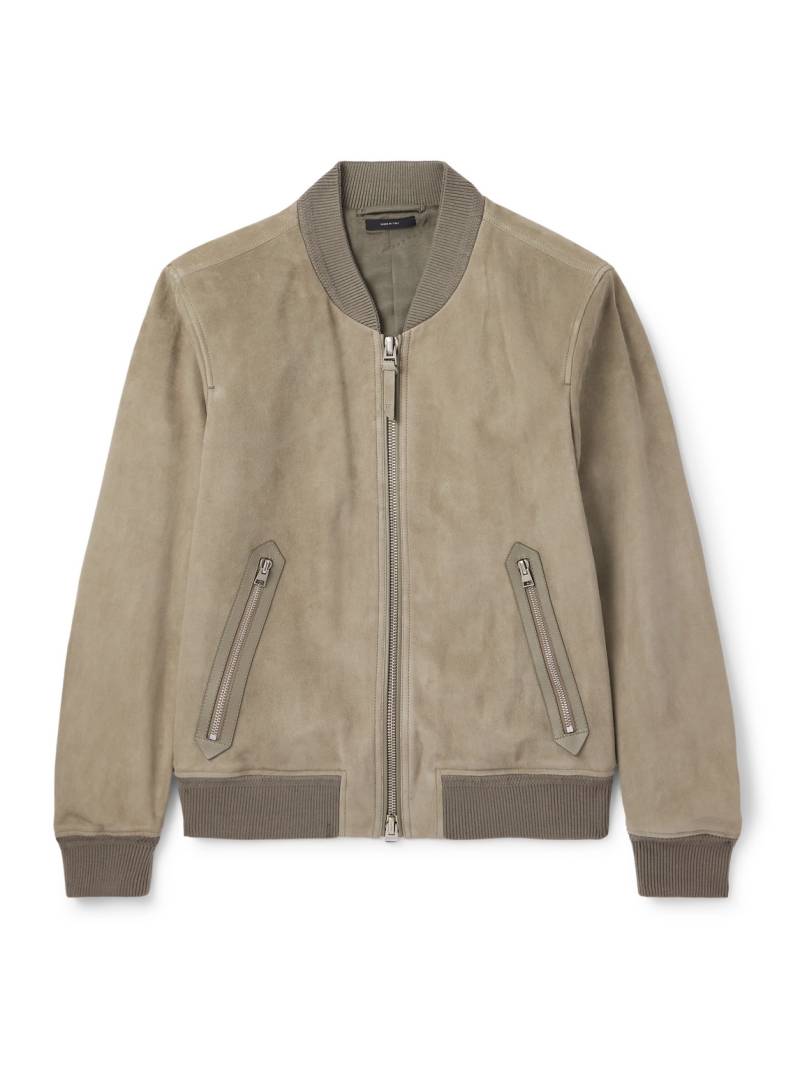 TOM FORD - Suede Bomber Jacket - Men - Green - IT 48 von TOM FORD