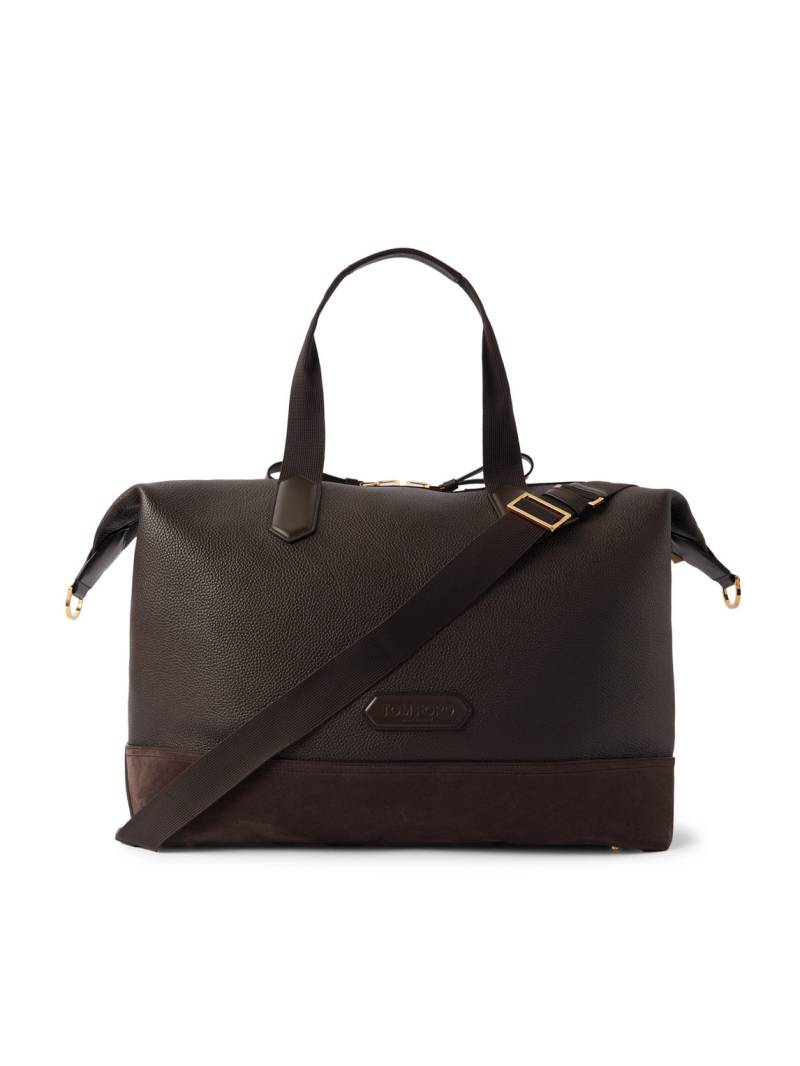 TOM FORD - Suede-Trimmed Full-Grain Leather Weekend Bag - Men - Brown von TOM FORD